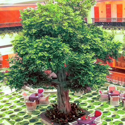Real Touch Artificial Banyan Tree PU Evergreen Leaves Highly Simulated Trunk No Pest Plants