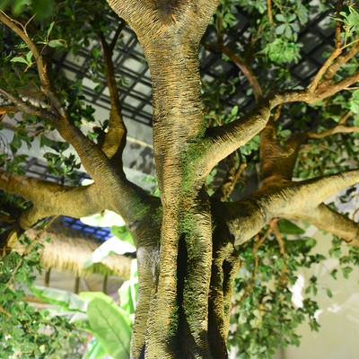 Real Touch Artificial Banyan Tree PU Evergreen Leaves Highly Simulated Trunk No Pest Plants