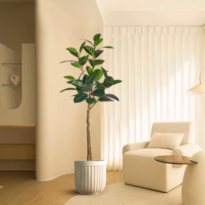 Indoor Outdoor Decor Fake Tree In Pot Plastic Plants Artificial Tree Faux Rubber Tree​ For Home Decor Office Living Room