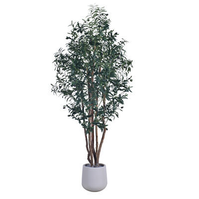 Artificial Olive Tree with Real Wood Trunk, 180cm Tall UV Resisted Faux Potted Plant for Modern Indoor Outdoor Home Office Decor