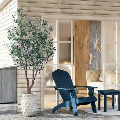 Large Artificial Olive Tree with Real Wood Trunk - 7FT & 8FT Sizes for Hotel Lobby & Luxury Villa Entrance Decor