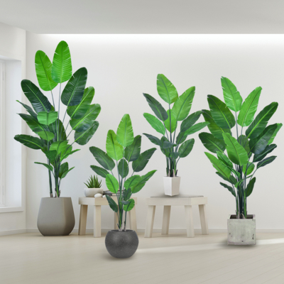 Nep Travellerspalm (kunstmatige paradijsvogelplant) - 180cm/210cm Realistisch PE-blad Kunstplant voor Binnen en Buiten Decoratie