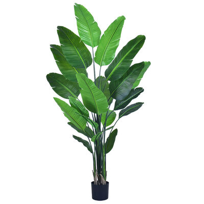 Groothandel kunstmatige planten palmboom en vogels van het paradijs - Model K Reispalm 5,2ft-8,2ft. Haihong Factory Direct. Grote tropische kunstmatige bomen voor buitenlandschappen.