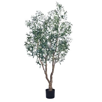 Large Artificial Olive Tree with Real Wood Trunk - 7FT & 8FT Sizes for Hotel Lobby & Luxury Villa Entrance Decor