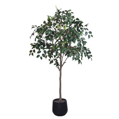 Realistische D-Stijl Kunstmatige Stereo Ficus Boom | Op Maat Gemaakte Vlamvertragende & UV-Bestendige Nep Banyan Plant, 120/140/180cm, Uniforme Verpakking met Zwarte Pot voor Commerciële & Wooninterieur Decoratie